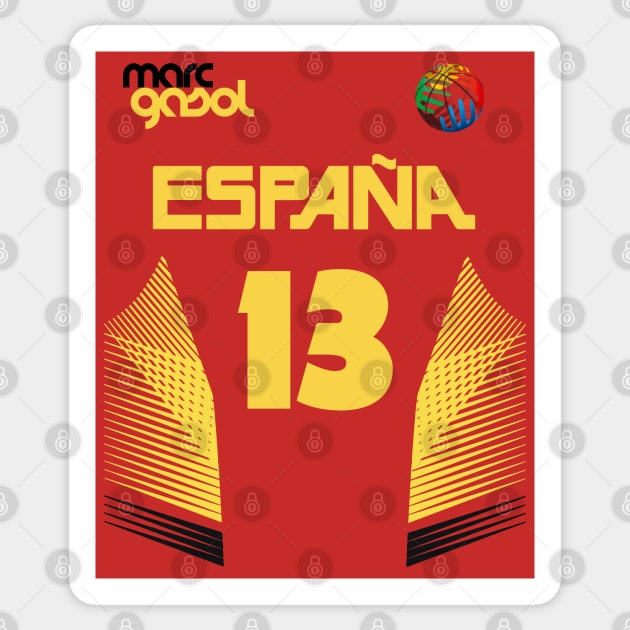 Marc Gasol Retro Spain Euro National Basketball Fan Art Sticker by darklordpug